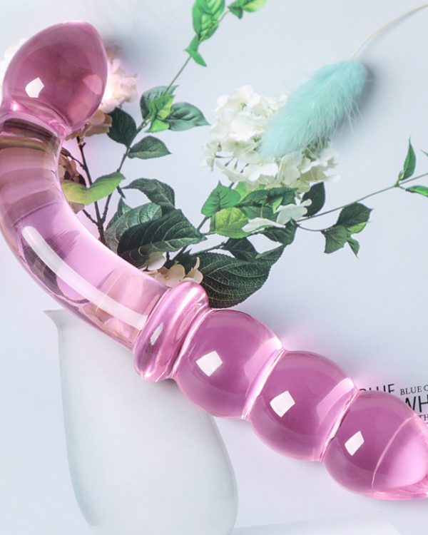 Cherry Pink Magic Wand Glass Dildo Vaginal And Anal Dual-use