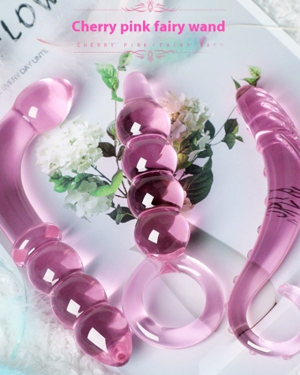 Cherry Pink Magic Wand Glass Dildo Vaginal And Anal Dual-use